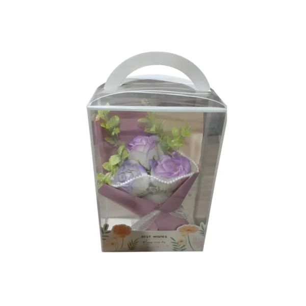 Ramo Express de Rosas de Jabón Violeta con Perlas (Caja de Regalo)