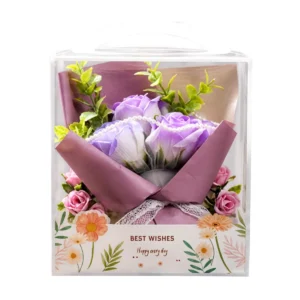2 Ramo Express de Rosas de Jabón Violeta con Perlas (Caja de Regalo)