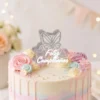 Vela Topper Mariposas Silver Glitter "Feliz Cumpleaños"
