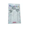 Set x3 Velas Topper Plata Glitter Corona, Estrella y Corazón