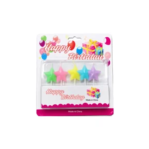 Set x5 Velas Estrella Pastel "Happy Birthday" para Torta