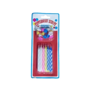 VMC (1) Set Velas Clásicas Espiraladas Multicolor "Peppermint Stripe" con Bases Florales
