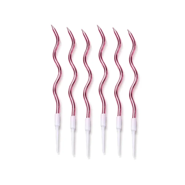 Set x6 Velas Onduladas Rose Gold Metalizadas para Torta