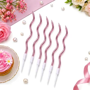 Set x6 Velas Onduladas Rose Gold Metalizadas para Torta