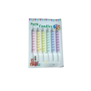 VP (1) Set x6 Velas Espiral Pastel con Soporte "Party Candles"