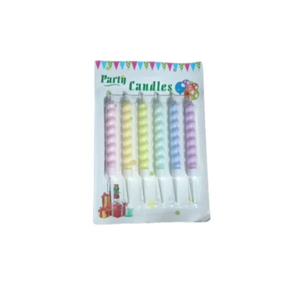 Set x6 Velas Espiral Pastel con Soporte "Party Candles"