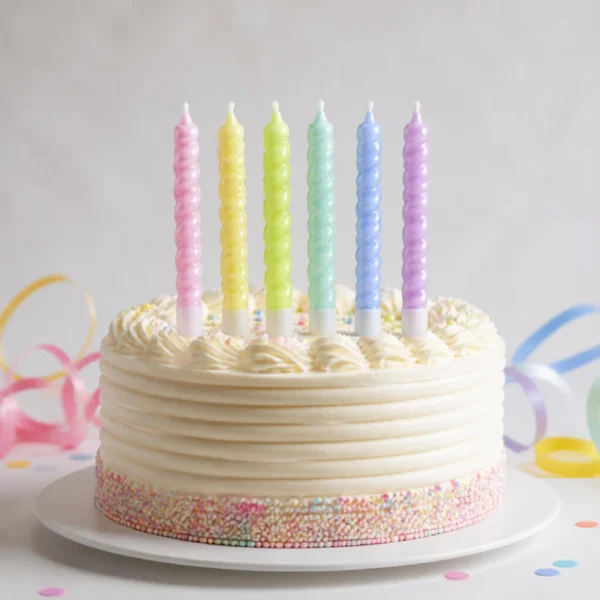 Set x6 Velas Espiral Pastel con Soporte "Party Candles"