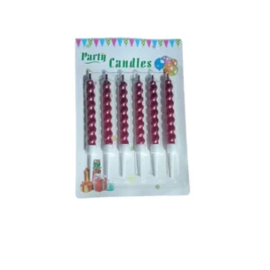 VRES (1) Set x6 Velas Espiral Magenta Metalizadas con Soporte