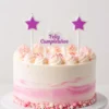 Set x3 Velas Topper Púrpura Glitter Letrero "Feliz Cumpleaños" y Estrellas